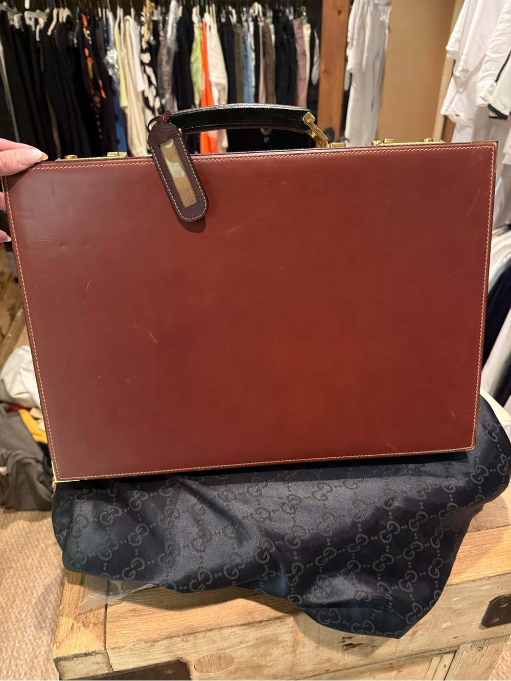 Men's Leather Briefcase in Chestnut Brown with Top Handle